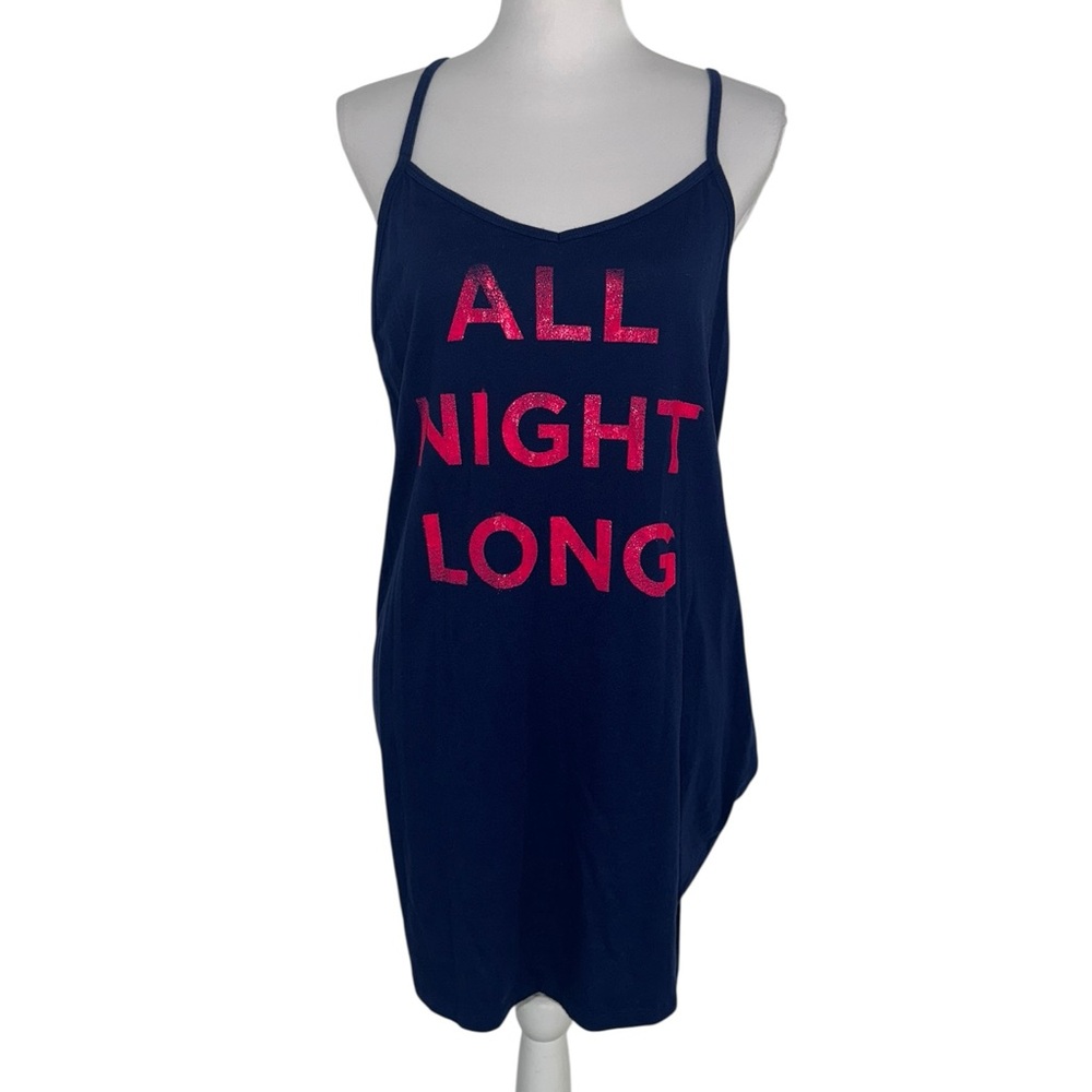 Victoria’s Secret Blue Racerback‎ Sleep Tank Nightgown “All Night Long” M
